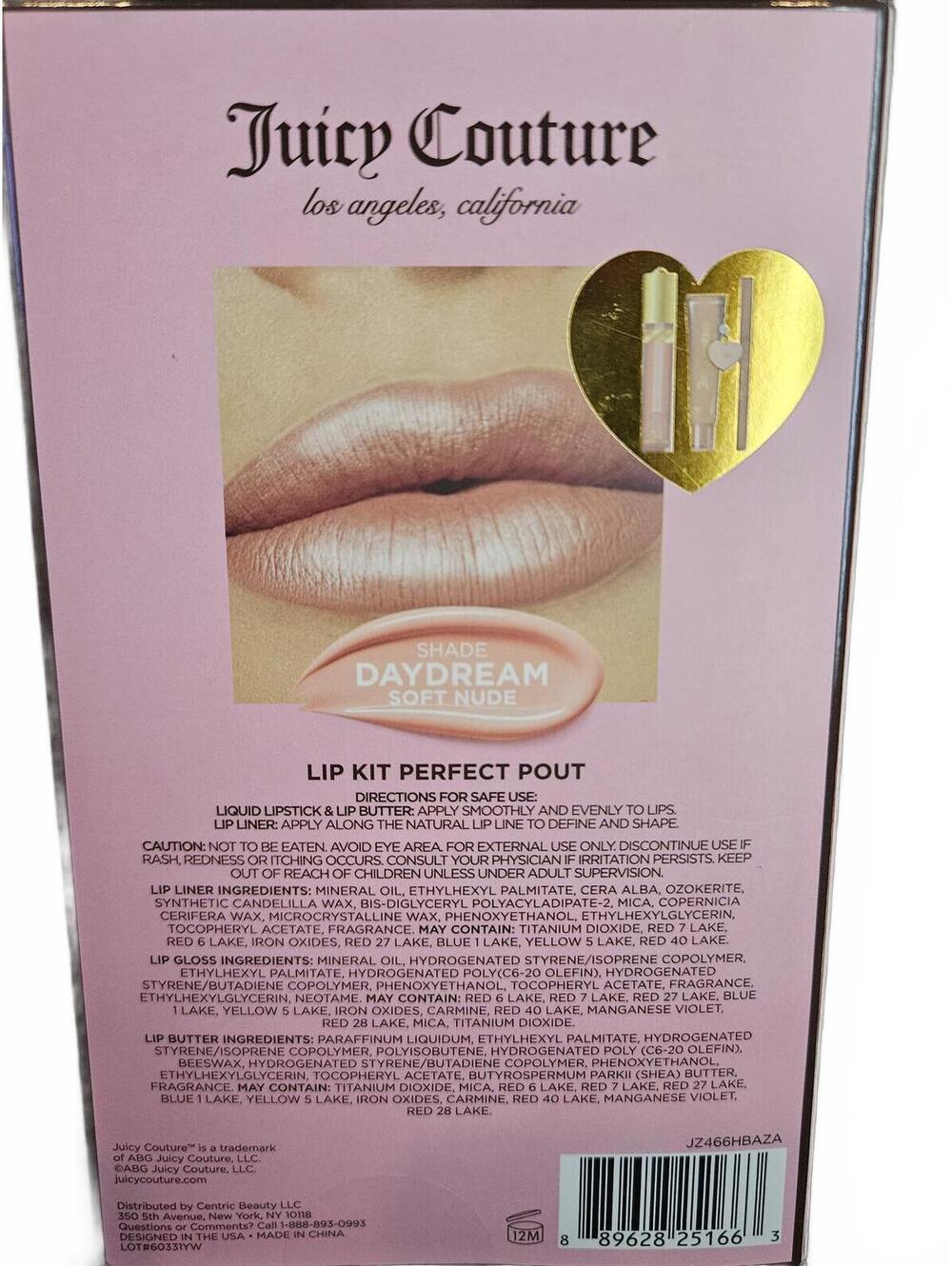 Juicy Couture Perfect Pout Lip Kit Daydream Nude 3 piece set NIB - Picture 4 of 6